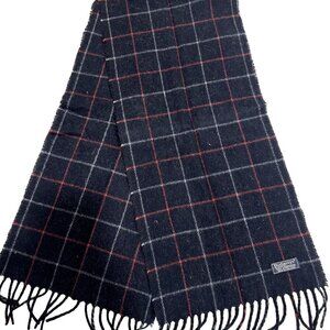 Burberrys Classic Check Scarf Black 100% Lambswool Unisex Scarf Made In England